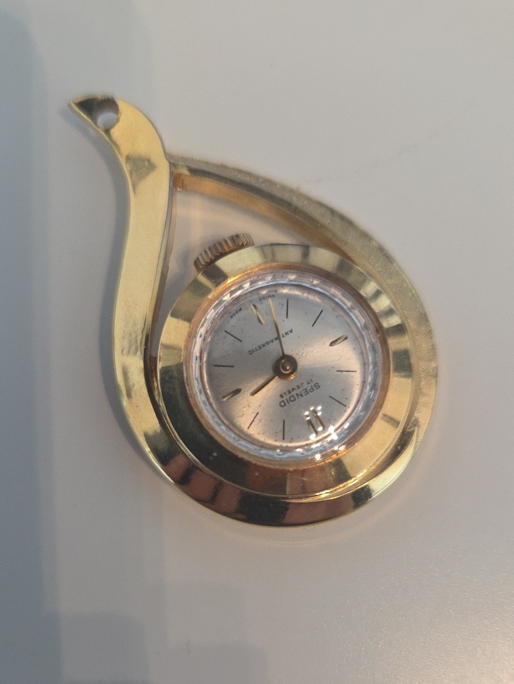 Splendid Gold Spiral Pendant Desk Clock AS Is